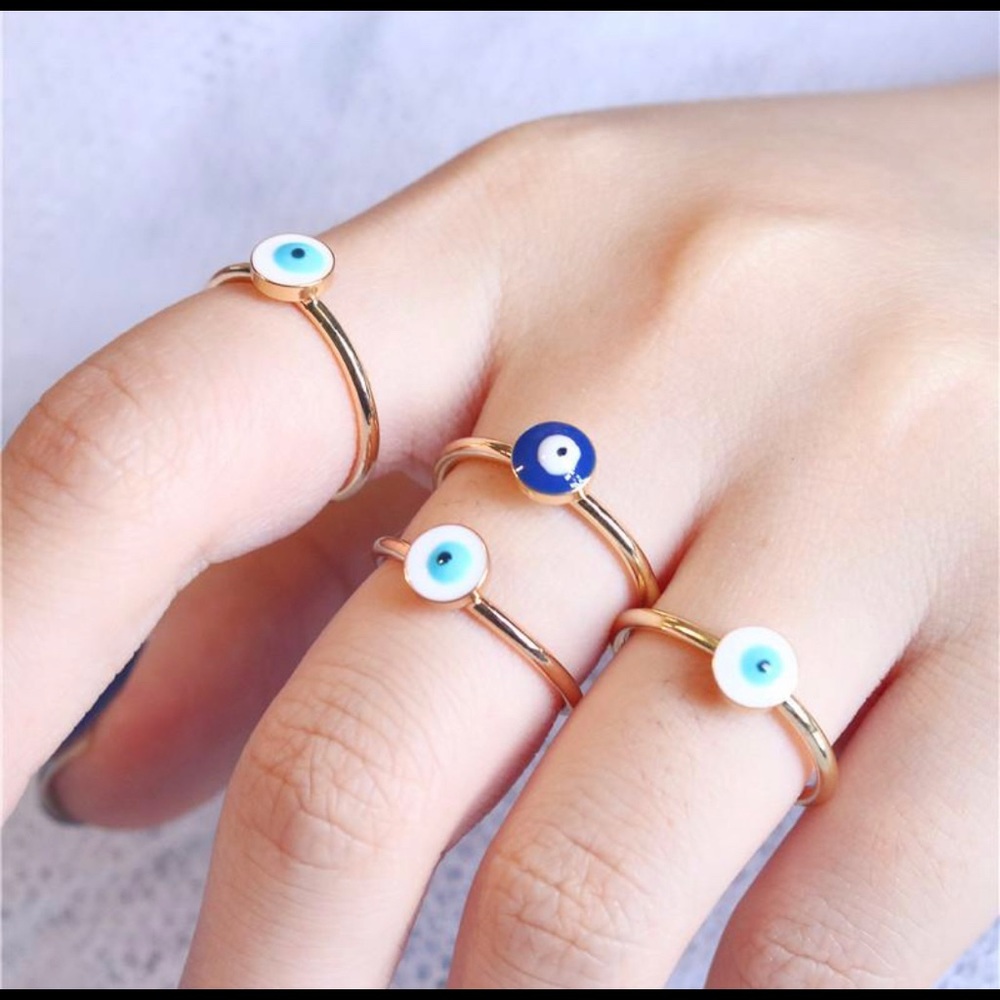 Stackable evil eye rings